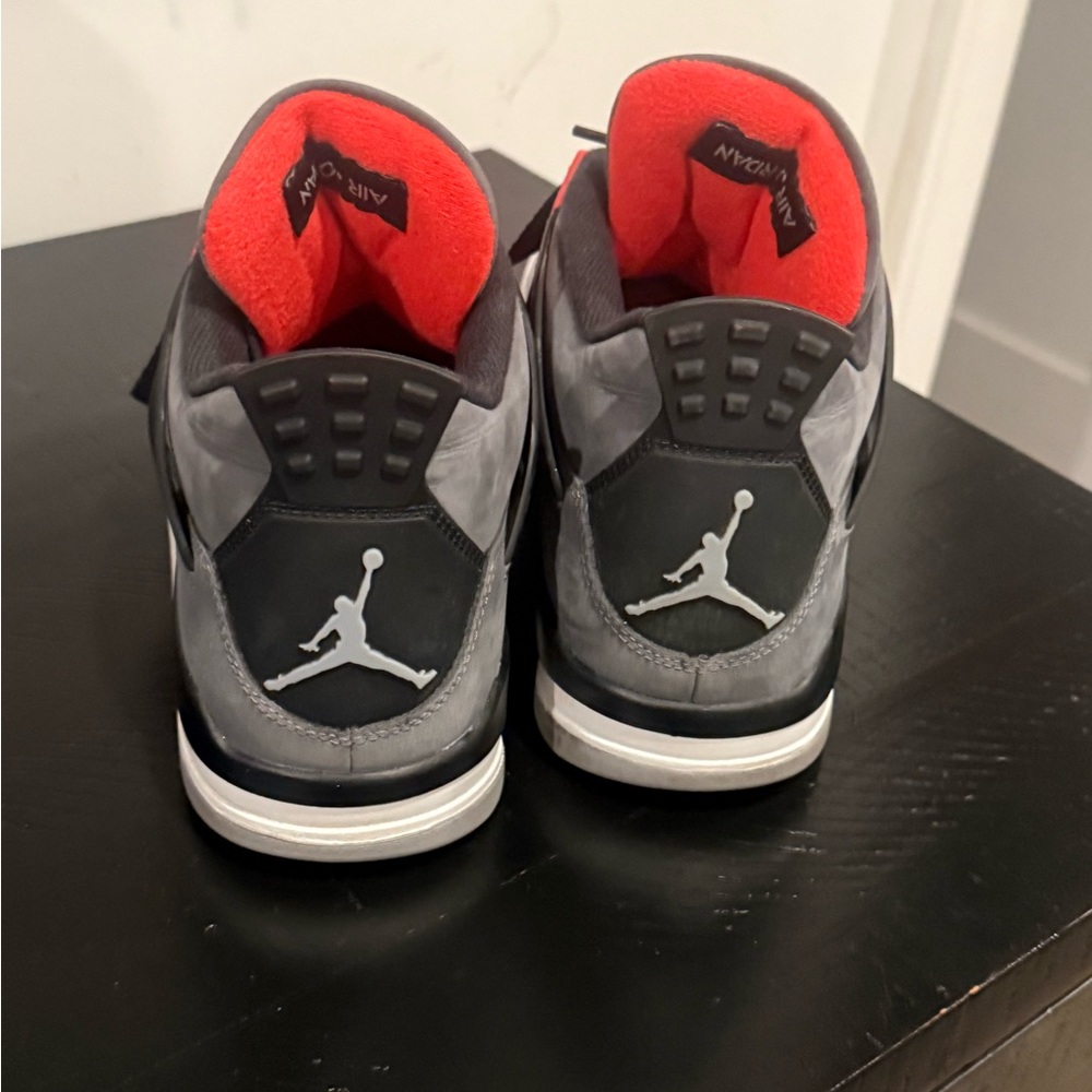 Jordan Sneakers — Gray Upper with Bright Red Lining